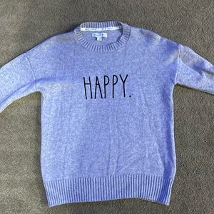Rae Dunn women’s sweater. “Happy.” Size SP. Heather Gray.

[166]